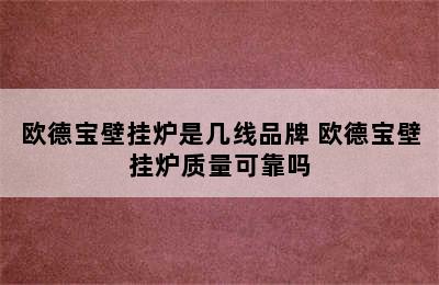 欧德宝壁挂炉是几线品牌 欧德宝壁挂炉质量可靠吗